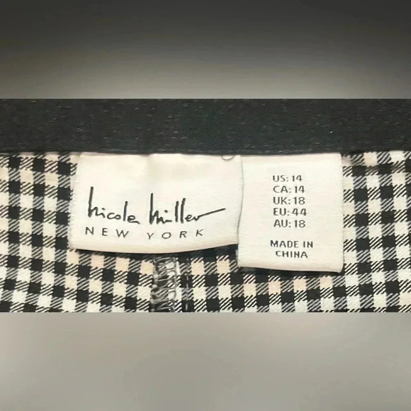 Nicole miller checkered black white size 14 fancy pants - Picture 2 of 2